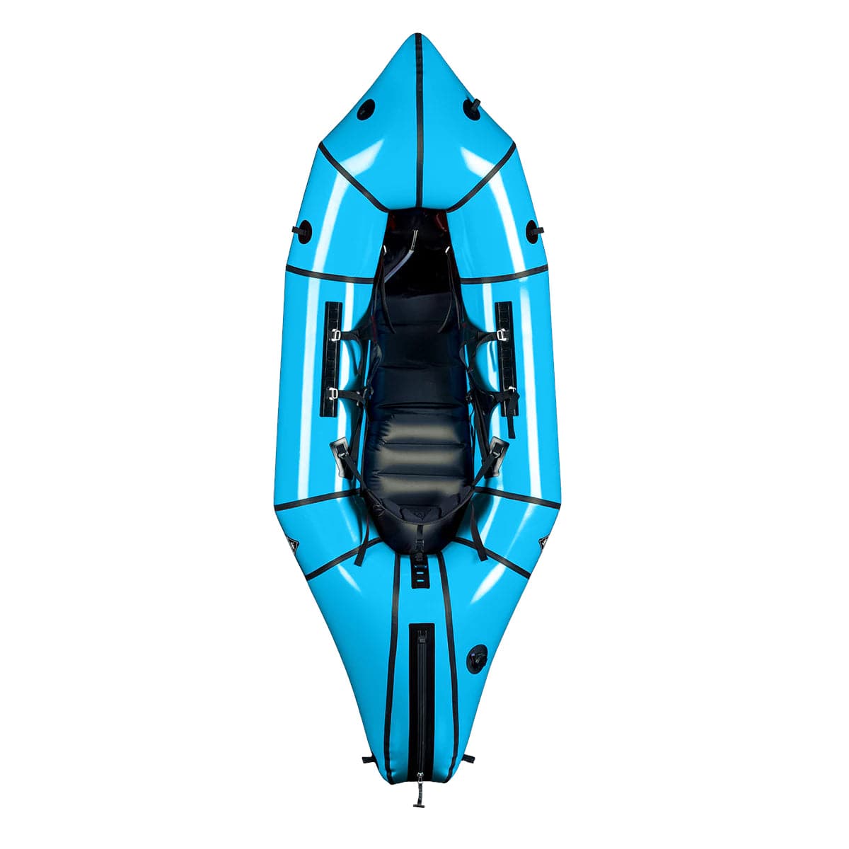 Featuring the Gnarwhal Self-Bailer pack raft manufactured by Alpacka shown here from a second angle.