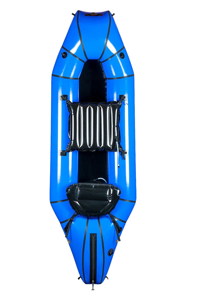 Featuring the Oryx inflatable canoe, pack raft manufactured by Alpacka shown here from one angle.