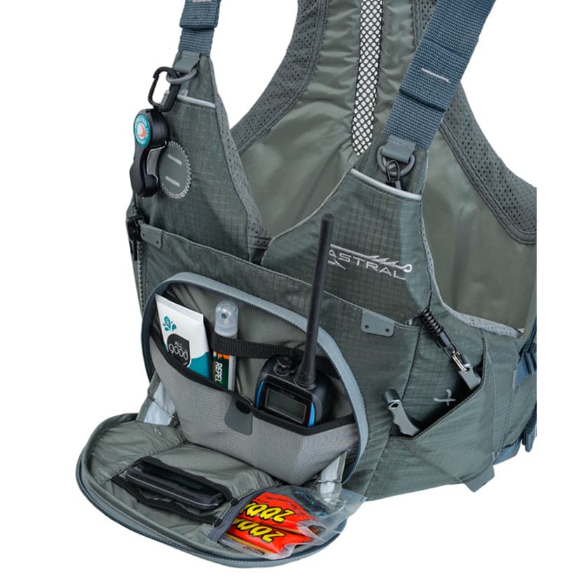 Featuring the Sturgeon PFD fishing pfd, men's pfd, women's pfd manufactured by Astral shown here from a second angle.