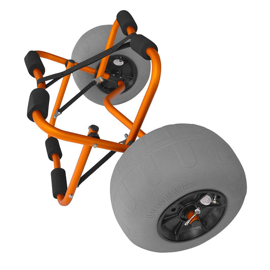 Featuring the Bruneau Kayak Cart with Balloon Tires fishing accessory, rec kayak accessory, tour kayak accessory manufactured by Salamander shown here from one angle.