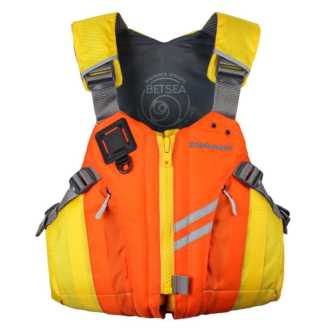 Featuring the BetSEA Women's PFD gift for kayaker, women's pfd manufactured by Stohlquist shown here from a third angle.