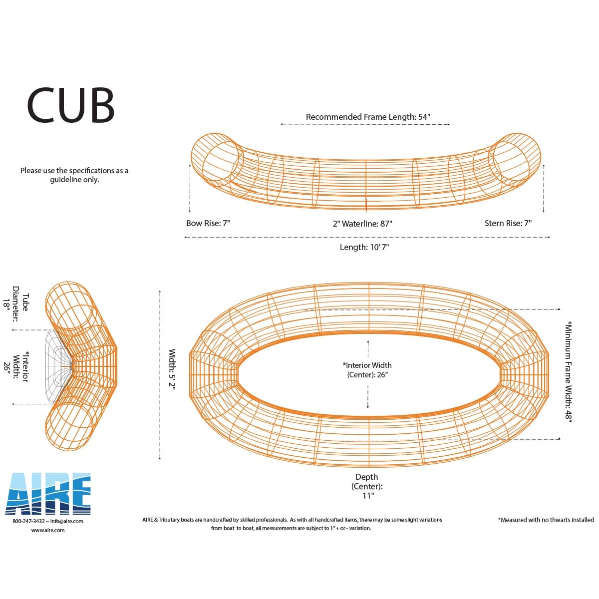 Featuring the Cub 10'7 raft manufactured by AIRE shown here from a thirteenth angle.