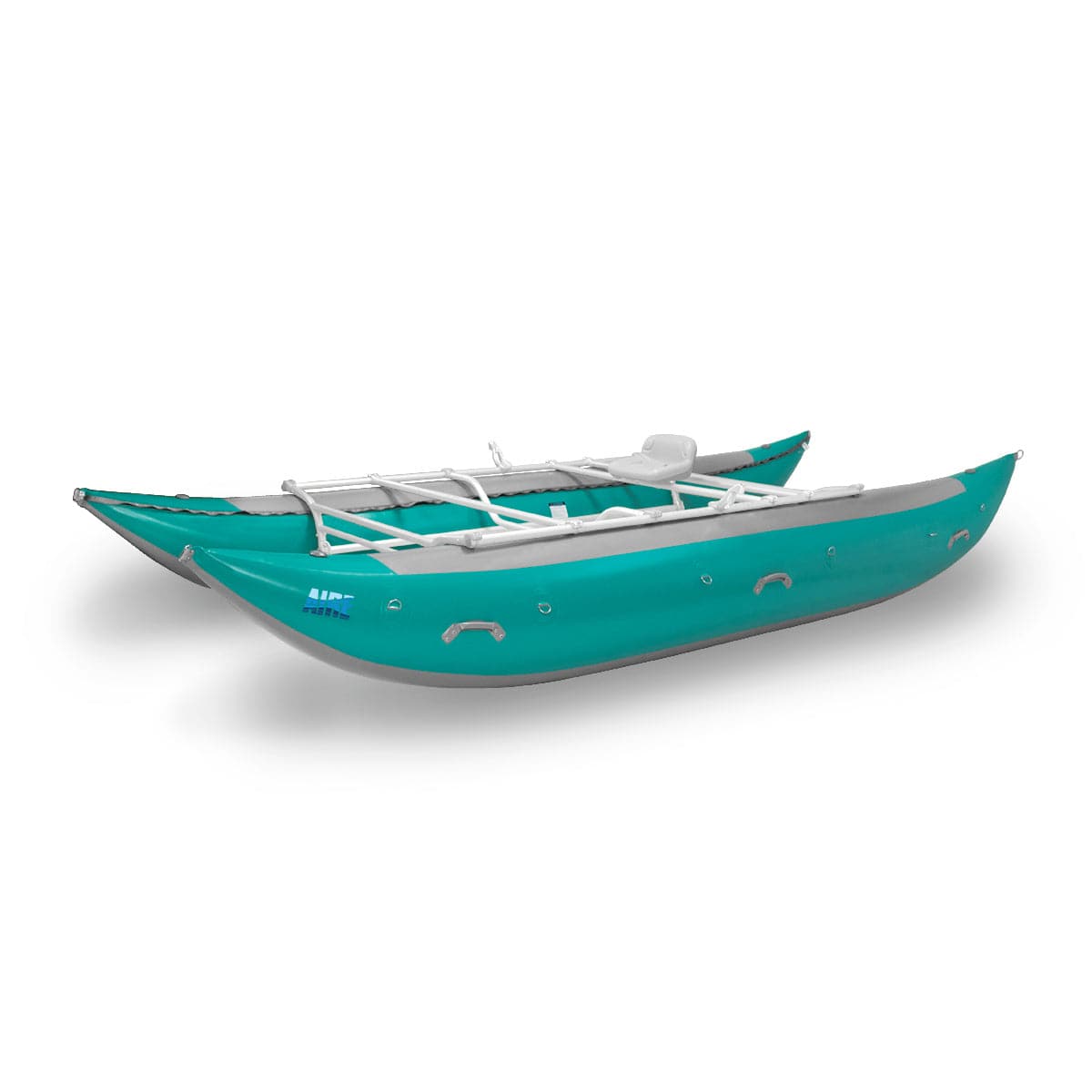 Featuring the Leopard 18' Cataraft cataraft manufactured by AIRE shown here from a tenth angle.