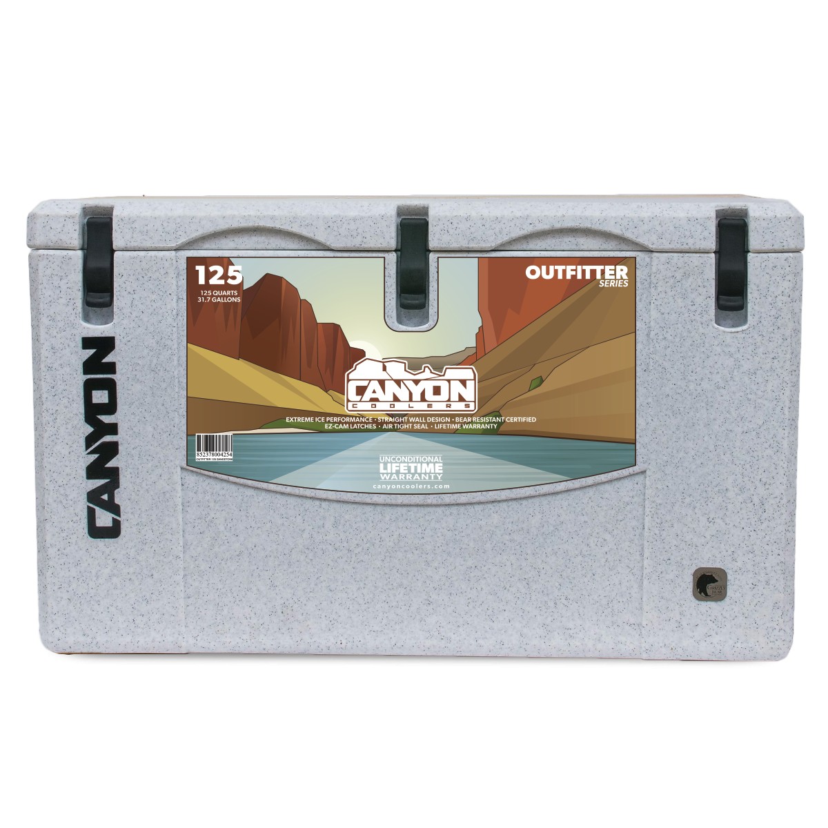 Featuring the Outfitter Series Coolers cooler, update mayan blue manufactured by Canyon shown here from a ninth angle.
