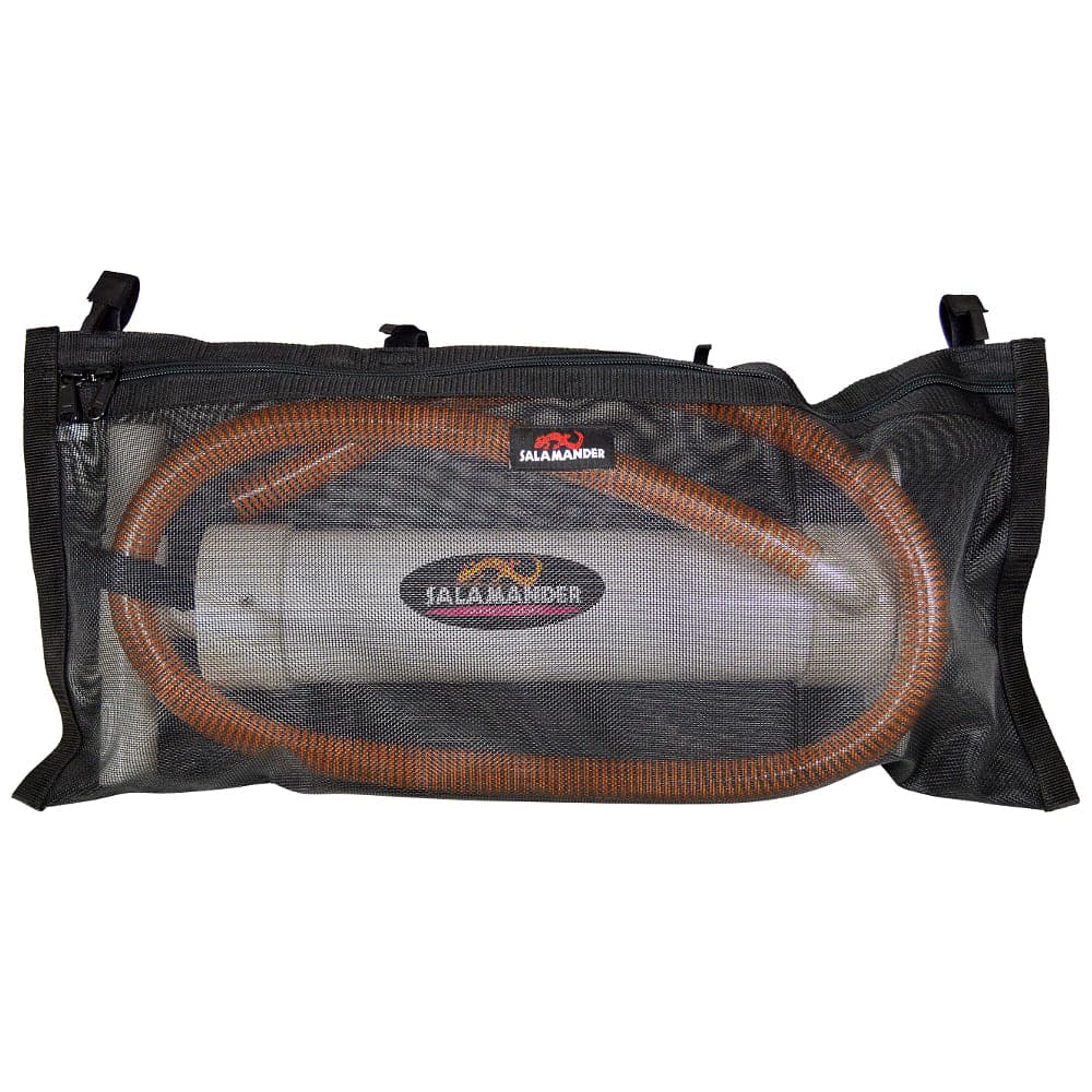Featuring the Pump Frame Bag cam strap, raft pump, raft rigging manufactured by Salamander shown here from one angle.