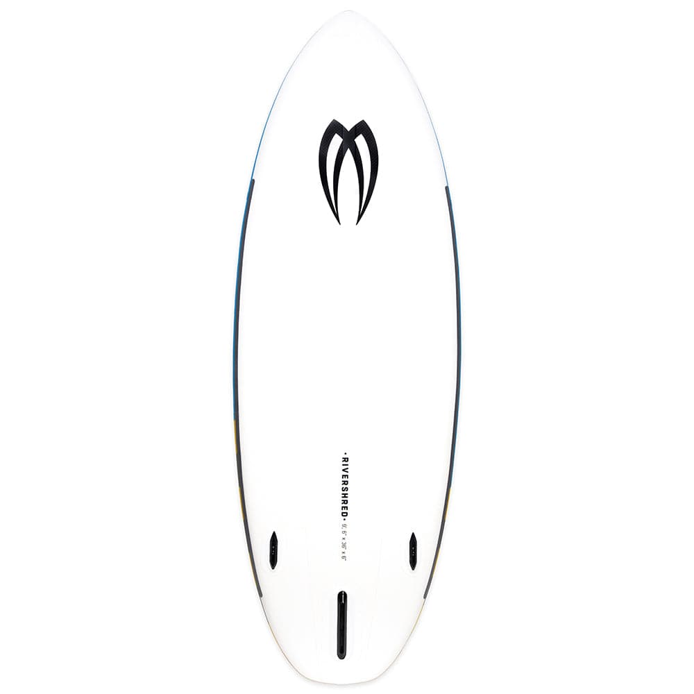 Featuring the Rivershred 2.0 inflatable sup, river surfing, whitewater sup manufactured by Badfish shown here from a third angle.