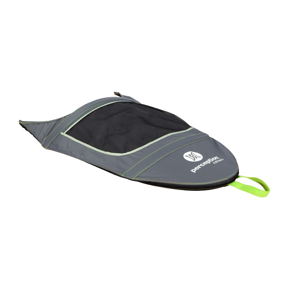 Featuring the TrueFit Sunshield rec spray skirt, touring spray skirt manufactured by Perception shown here from one angle.