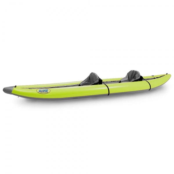 Featuring the Super Lynx Inflatable Kayak ducky, inflatable kayak manufactured by AIRE shown here from an eighth angle.