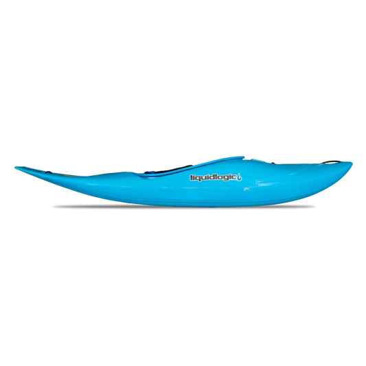 Featuring the Sweet Ride new, play boat, pre-order, river runner kayak manufactured by LiquidLogic shown here from a fourth angle.
