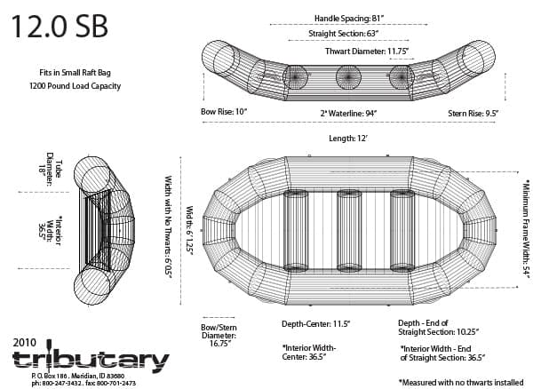 Featuring the Tributary HD 12 Self Bailing Raft raft manufactured by AIRE shown here from a third angle.