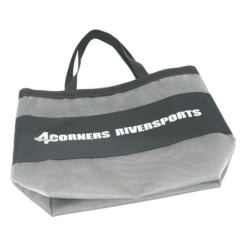 Featuring the 4CRS Mesh Beach Tote 4crs logo wear, gear bag, misc personal gear, raft accessory, raft rigging, rec kayak accessory, tour kayak accessory manufactured by 4CRS shown here from a second angle.