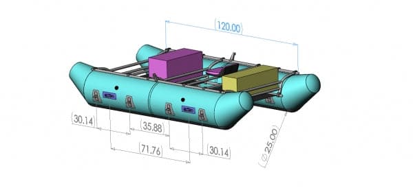 Featuring the Daddy Cat 13.5' Cataraft cataraft, fishing cat, fishing raft manufactured by Jacks Plastic shown here from a second angle.
