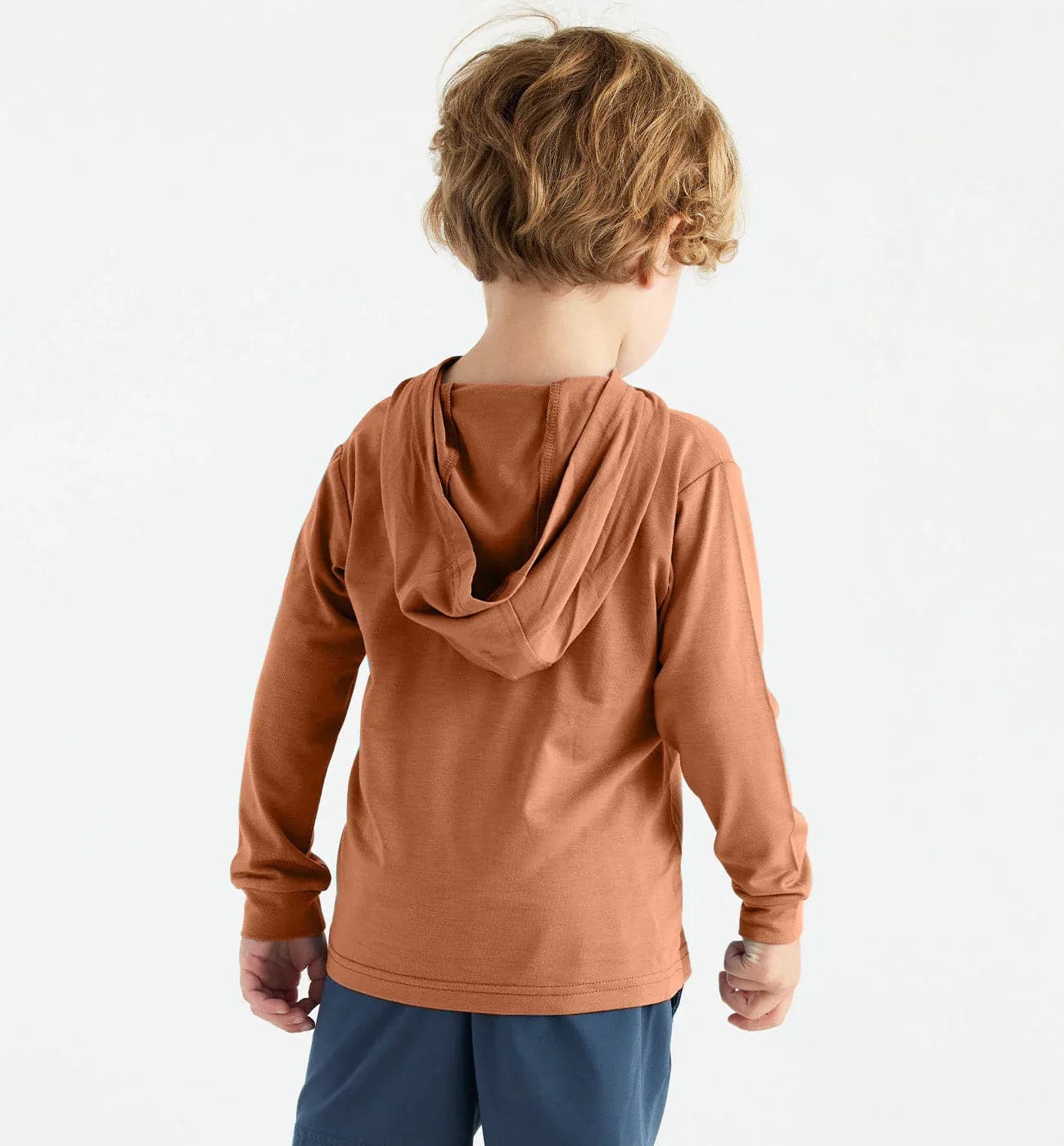 Featuring the Toddler Bamboo Shade Hoody kid's and babies, kid's thermal layering manufactured by Free Fly shown here from a second angle.