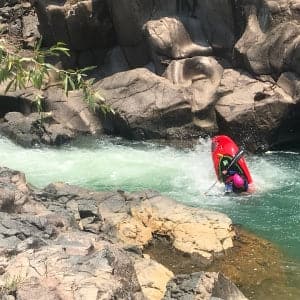 Featuring the Women's Kayak Clinic Jun 25-26 adult kayak instruction manufactured by 4CRS Paddle School shown here from one angle.