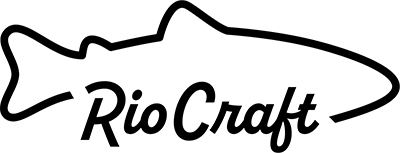 Logo drawing of outline of fish with Rio Craft written artistically on the belly of the fish. 