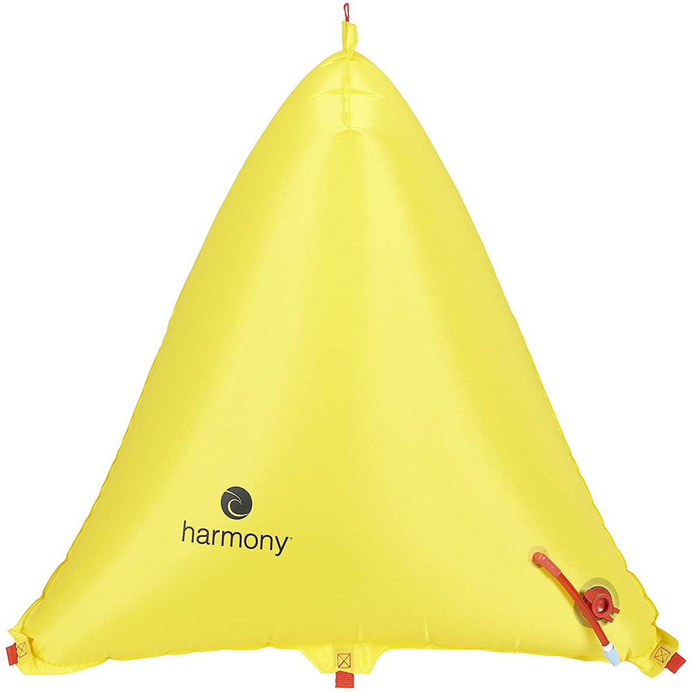 A yellow triangle with the word harmony on it.