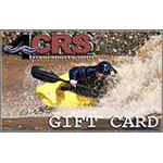 A kayaker in yellow gear paddles through turbulent water on a Canadian River Supply gift card, with the company logo and the text "Gift Card" visible.