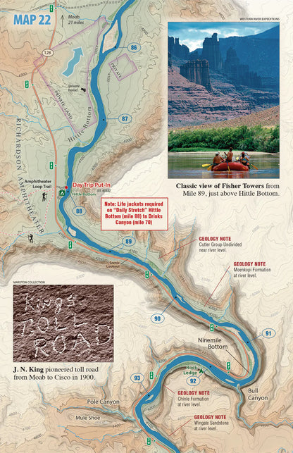 The Canyonlands River Guide by Westwater Books details the Colorado River’s geography, geology, route, highlights like Fisher Towers, and life jacket rules—an essential resource for any river guide.