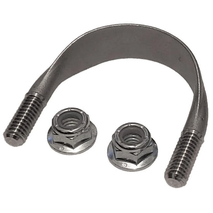 The Better Mounts 1.5in U-Bolt comes with two hex nuts, perfect for heavy-duty fastening in frame assembly hardware applications. Shown on a white background.