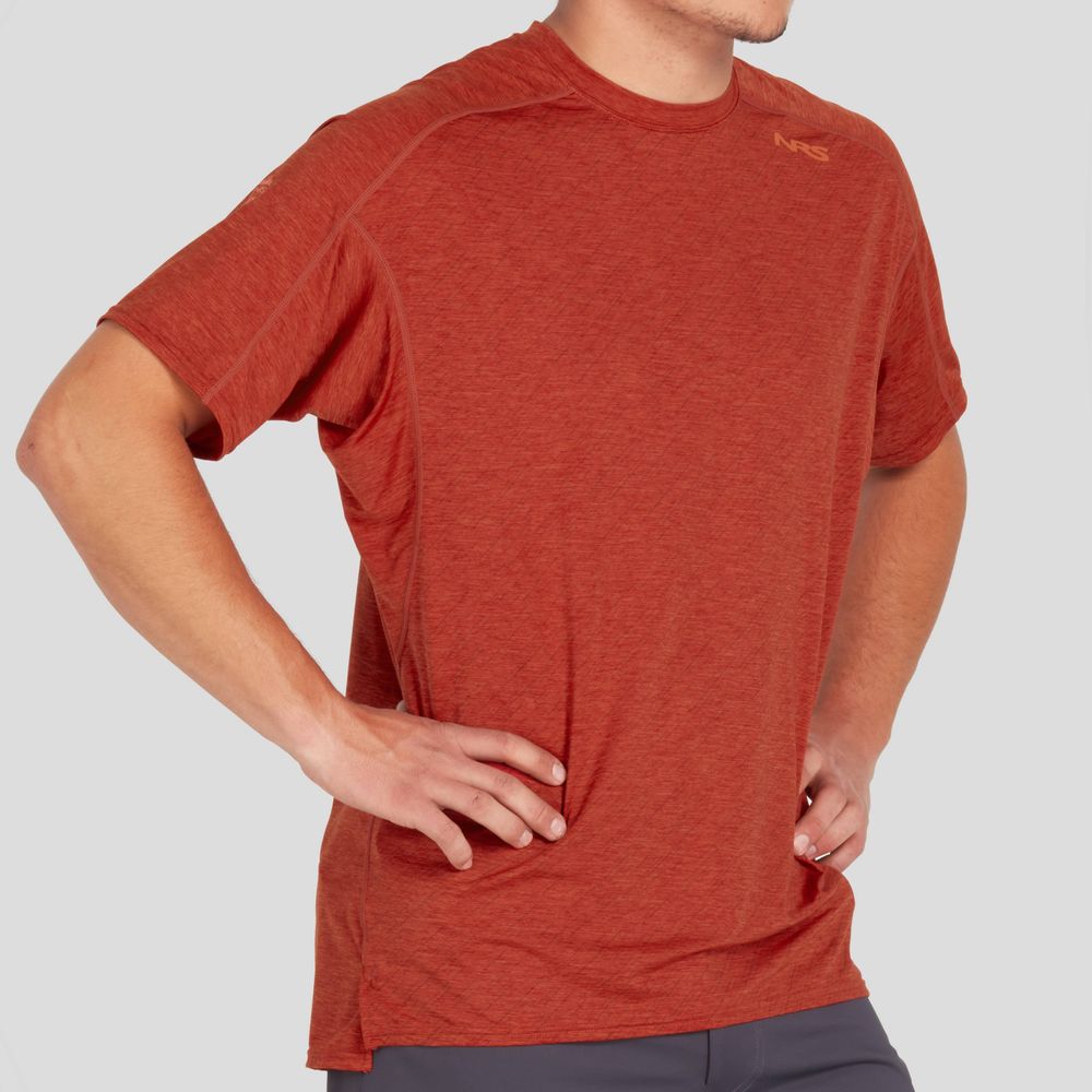 Featuring the Men's H2Core Silkweight Short-Sleeve Shirt men's sun wear, men's swim wear, men's thermal layering manufactured by NRS shown here from a sixth angle.