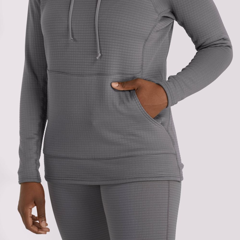 Featuring the Women's H2Core Lightweight Hoodie women's sun wear, women's swim wear, women's thermal layering manufactured by NRS shown here from a sixth angle.