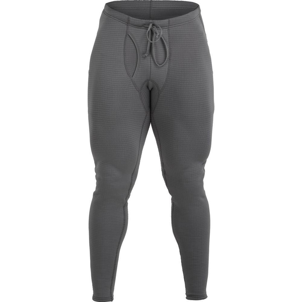 The NRS Lightweight Pants - Men's feature a drawstring waist, UPF 50+ protection, and moisture-wicking fabric in a gray thermal base layer, displayed against a white background.