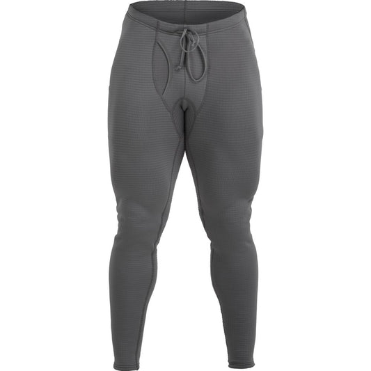 The NRS Lightweight Pants - Men's feature a drawstring waist, UPF 50+ protection, and moisture-wicking fabric in a gray thermal base layer, displayed against a white background.