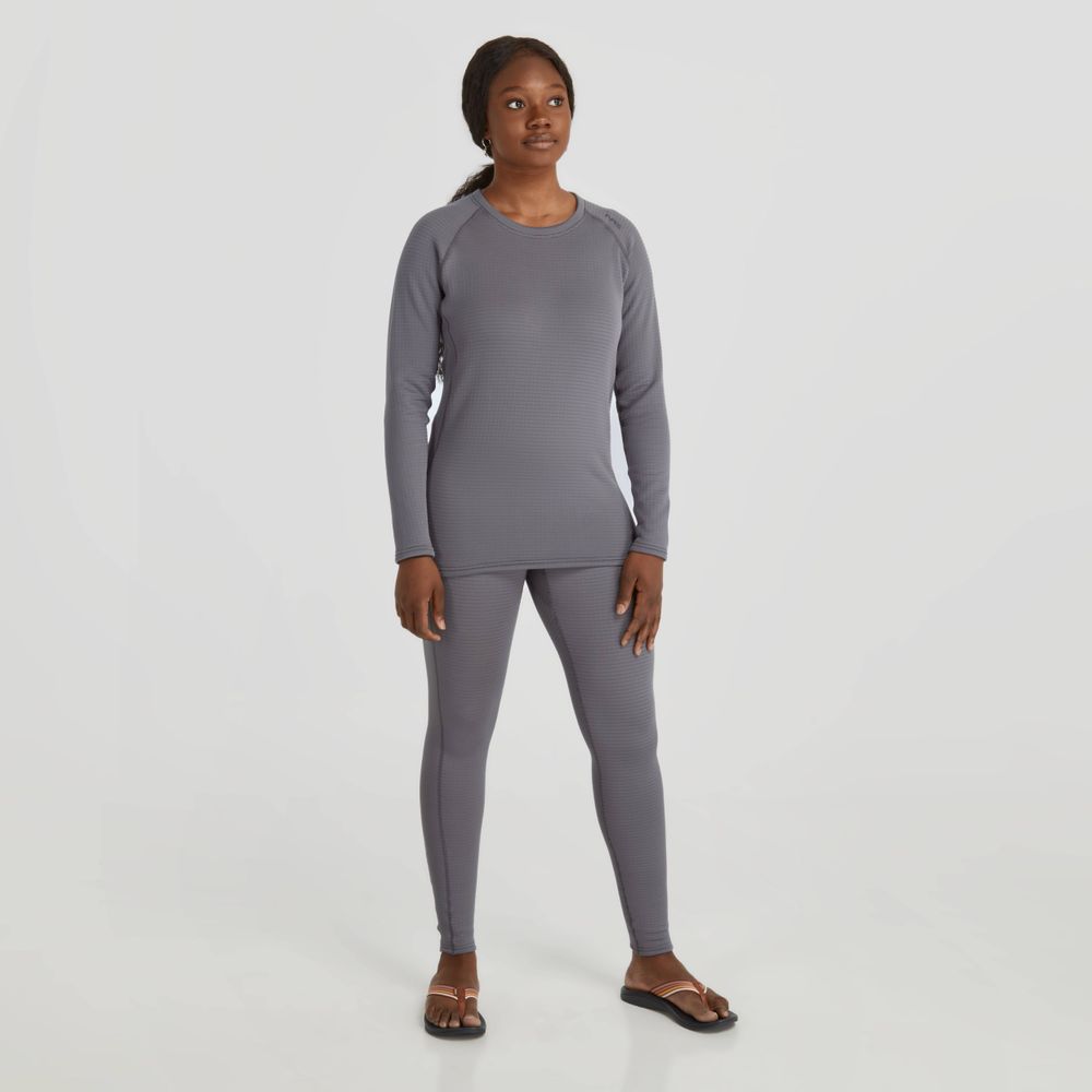 Featuring the Women's H2Core Lightweight Shirt women's thermal layering manufactured by NRS shown here from an eighth angle.