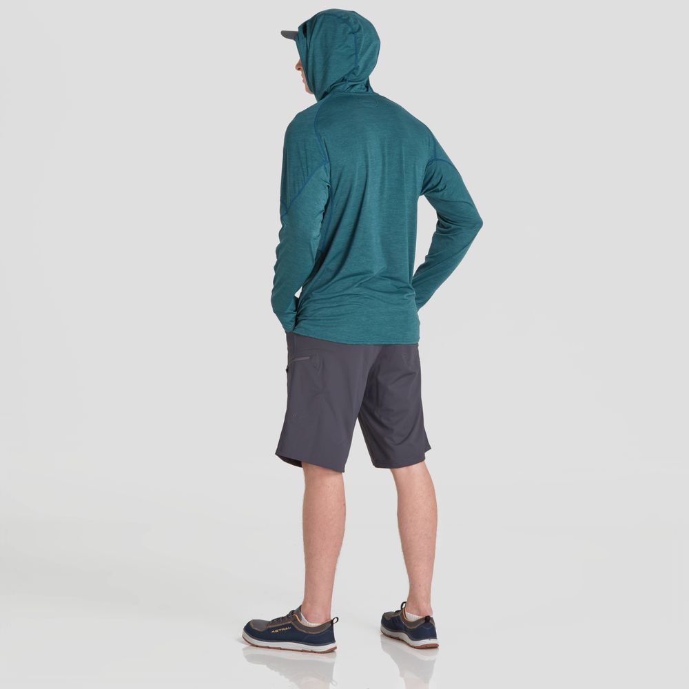 Featuring the H2Core Silkweight Hoodie - Men's men's sun wear, men's swim wear, men's thermal layering manufactured by NRS shown here from a twenty second angle.
