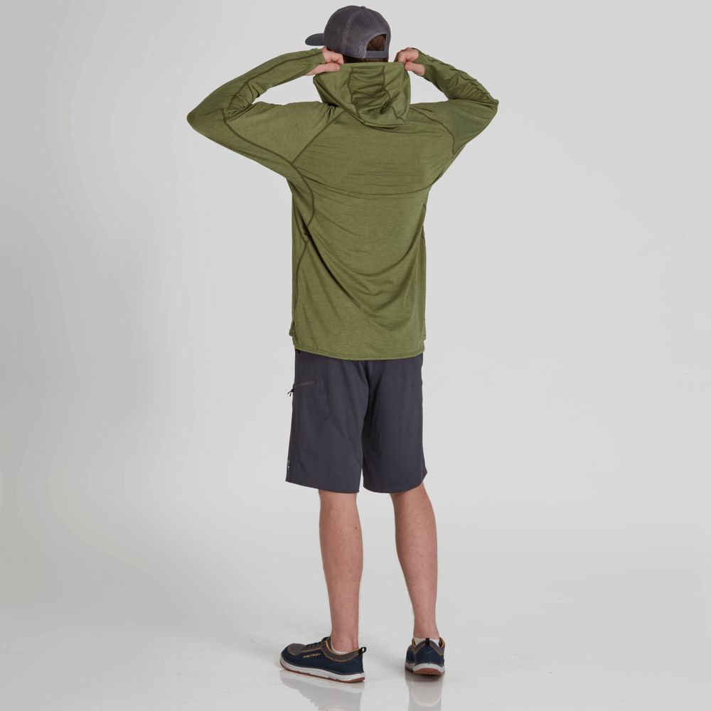 Featuring the H2Core Silkweight Hoodie - Men's men's sun wear, men's swim wear, men's thermal layering manufactured by NRS shown here from a seventeenth angle.