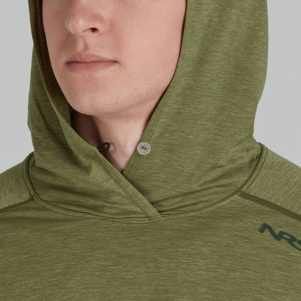 Featuring the H2Core Silkweight Hoodie - Men's men's sun wear, men's swim wear, men's thermal layering manufactured by NRS shown here from an eighteenth angle.