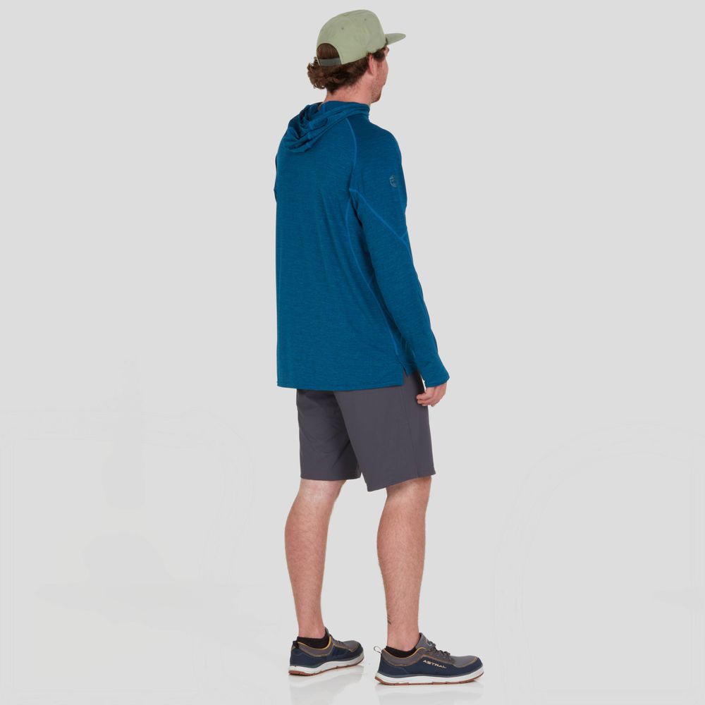 Featuring the H2Core Silkweight Hoodie - Men's men's sun wear, men's swim wear, men's thermal layering manufactured by NRS shown here from a twenty eighth angle.