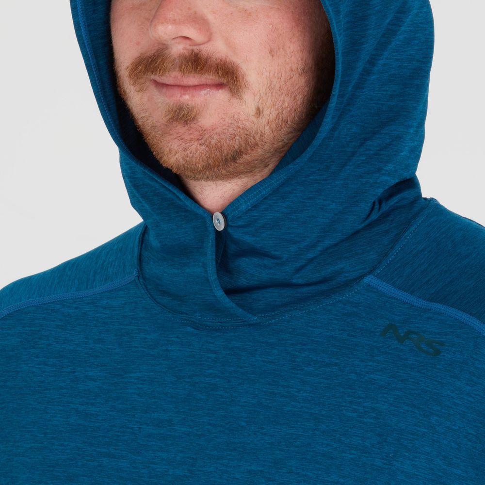 Featuring the H2Core Silkweight Hoodie - Men's men's sun wear, men's swim wear, men's thermal layering manufactured by NRS shown here from a twenty ninth angle.