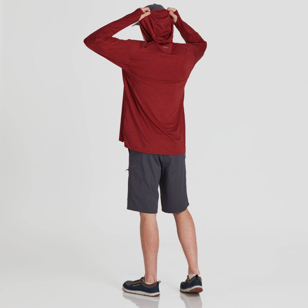 Featuring the H2Core Silkweight Hoodie - Men's men's sun wear, men's swim wear, men's thermal layering manufactured by NRS shown here from a seventh angle.