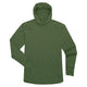 The NRS Silkweight Hoodie - Men's in olive green features long sleeves, a small left chest logo, moisture-wicking fabric, and added sun protection for all-day comfort. Shown laid flat on a white background.