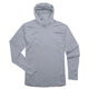 The NRS Silkweight Hoodie - Men's is shown laid flat on a white background, highlighting visible seams, thumb holes on the sleeves, and built-in sun protection ideal for outdoor activities.