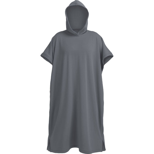 A gray hooded changing poncho with short sleeves and an oversized fit, the NRS Covert Changing Poncho, displayed on a white background.