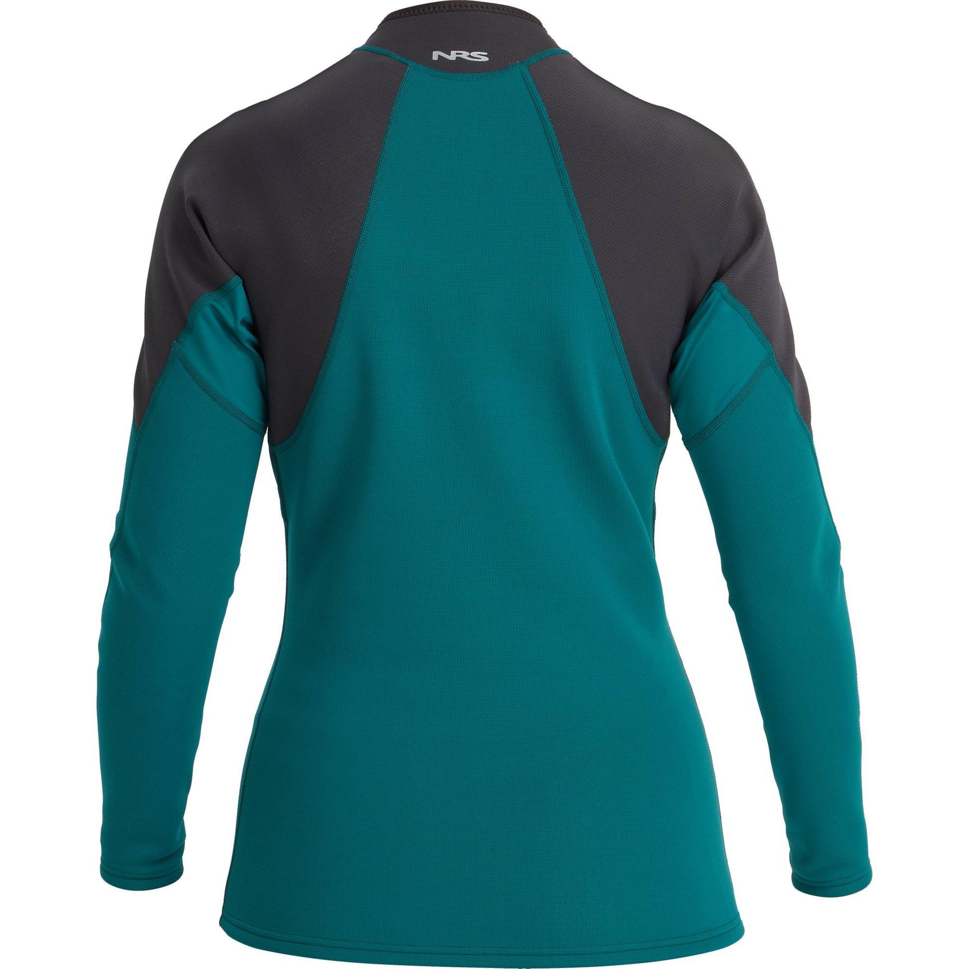 The back view of a NRS Hydroskin 0.5 Jacket - Women's wetsuit, perfect for layering in your water sports arsenal.