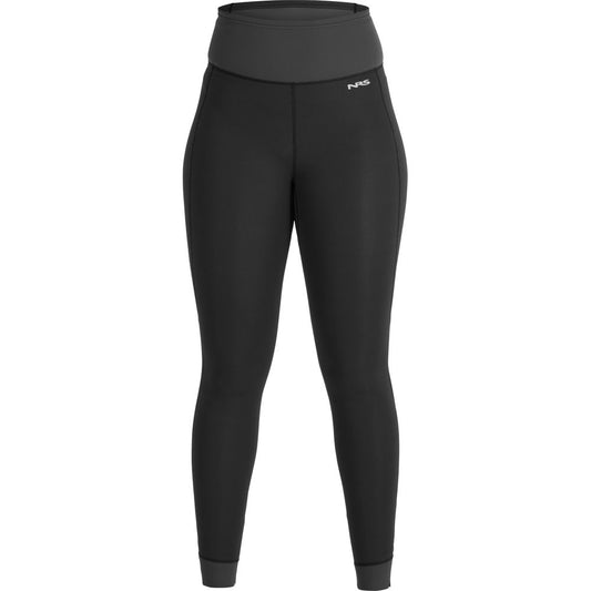 The NRS Hydroskin 0.5 Pant - Women's is a versatile addition to any layering arsenal. These black leggings feature a convenient zipper on the side, making them easy to put on and