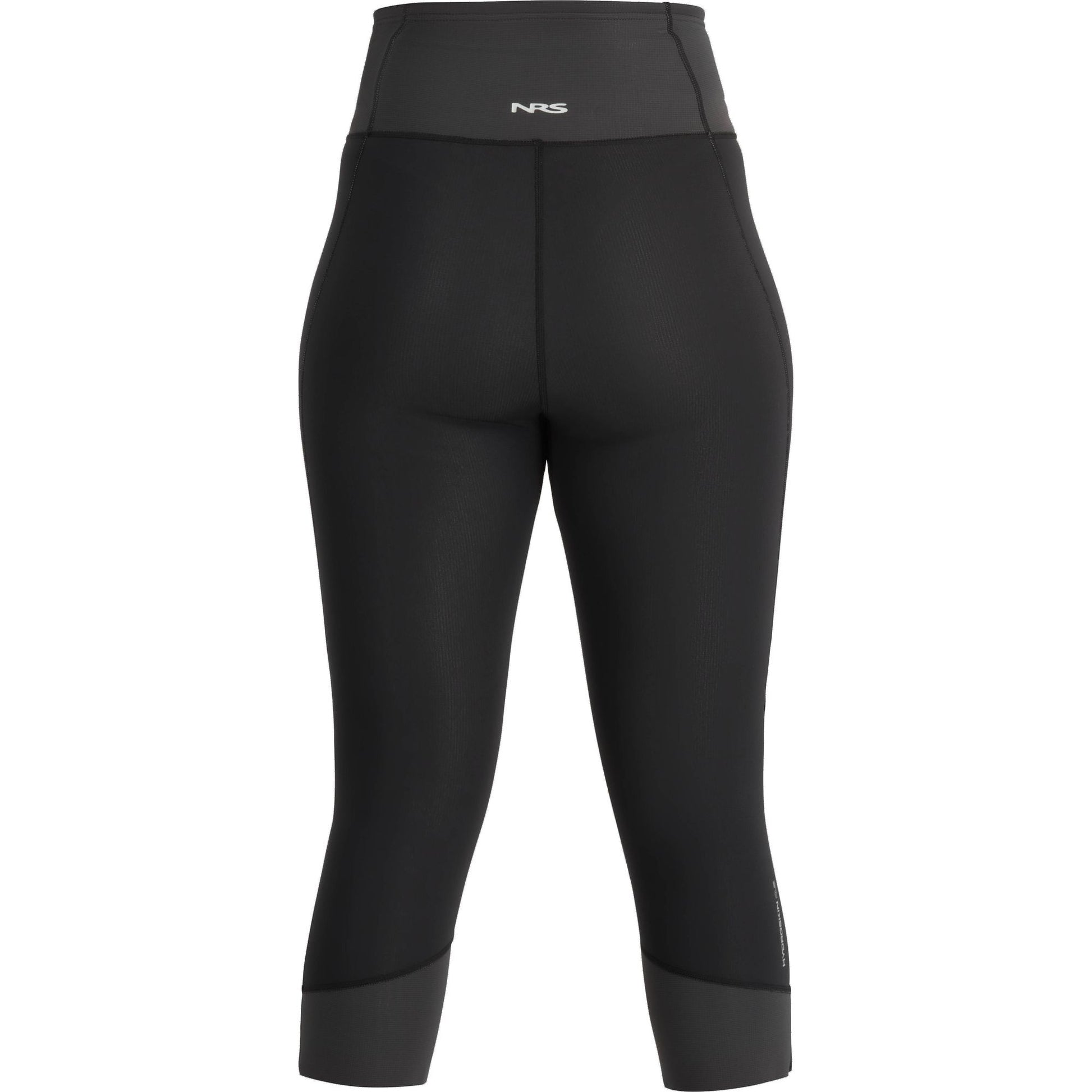 Black Hydroskin 0.5 Capri - Women's sports leggings with a reflective logo on the waistband, displayed on a plain white background by NRS.
