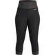 The NRS Hydroskin 0.5mm Capri for women features black cropped leggings with a wide waistband and a small side logo, perfect for enhancing your paddling performance.