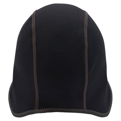 The NRS HydroSkin 0.5mm Helmet Liner is a black neoprene cap with visible stitching, providing excellent thermal protection, shown from the back.
