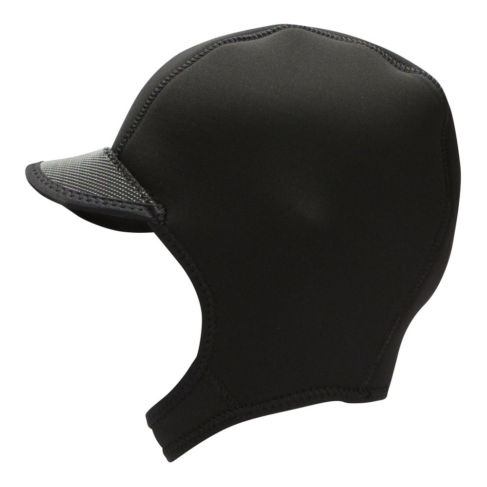 The NRS Storm Cap is made from black neoprene and includes a short visor and chinstrap, providing outstanding thermal protection for water sports enthusiasts.