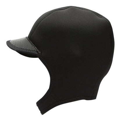 The NRS Storm Cap is made from black neoprene and includes a short visor and chinstrap, providing outstanding thermal protection for water sports enthusiasts.