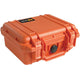 A watertight Pelican 1200 Case with an orange lid.