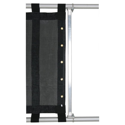 The NRS Lower Cat Rail Spreader Bar attaches to a cataraft frame with grommets, providing durability and stability.