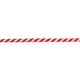 Close-up of the NRS 3/8 Polypro Boat Line, featuring a red and white striped braid, known for its tensile strength, against a white background.