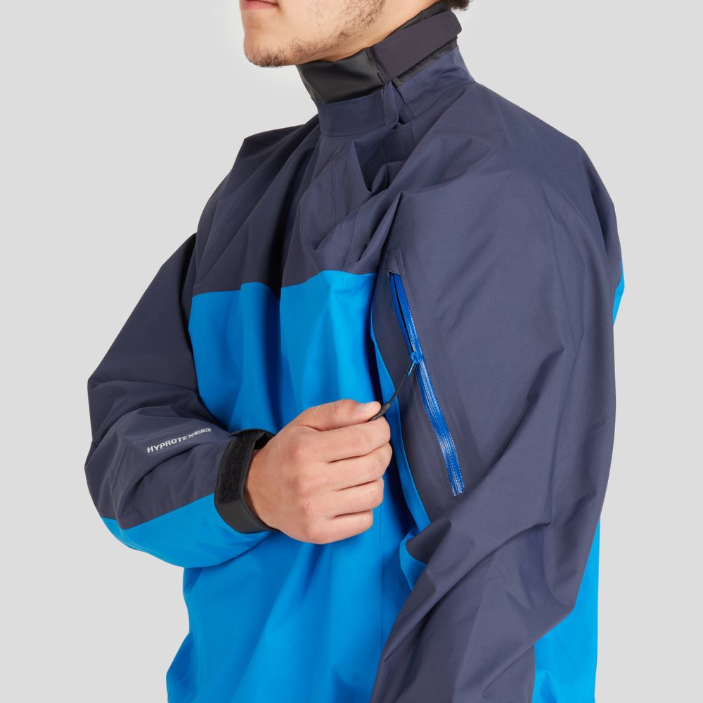 Featuring the Endurance Splash Jacket gift for rafter, men's splash wear manufactured by NRS shown here from an eighth angle.