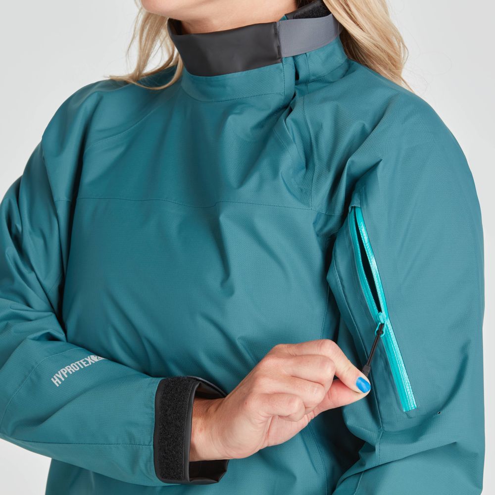 Featuring the Women's Endurance Jacket women's splash wear manufactured by NRS shown here from a twentieth angle.