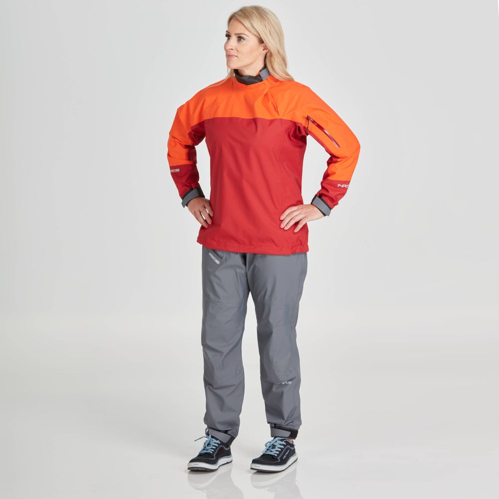 Featuring the Women's Endurance Jacket women's splash wear manufactured by NRS shown here from a fourth angle.